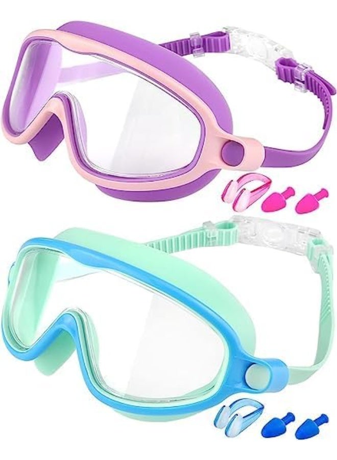 ATRJSZ Goggles kids, Clip-On Swim Goggles, Anti Fog Kids Swim Goggles, No Leak Glasses, Waterproof UV Protection - Image 1