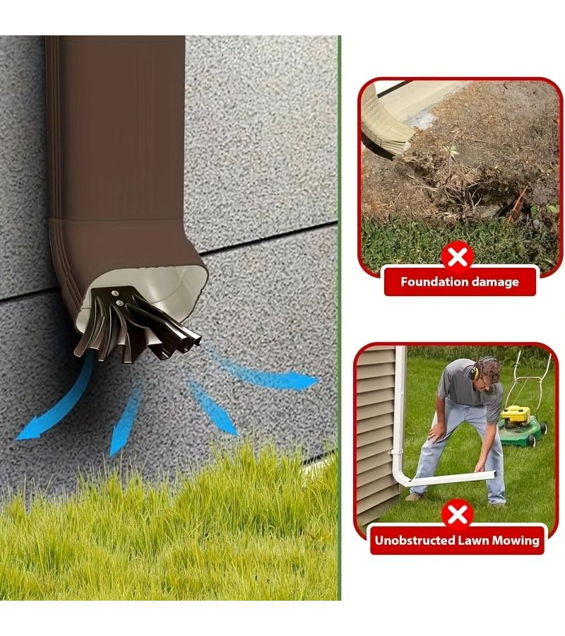 White 2Pcs Rainwater Collection Bucket Diverter Gutter Downspout Nozzle Extender - Image 2
