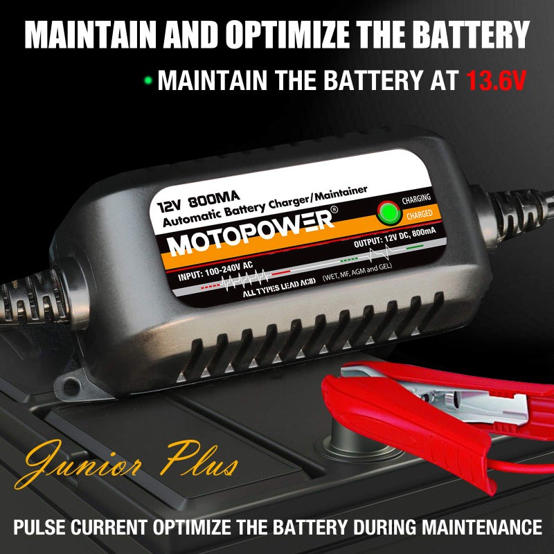 Motopower Mp00205C 12V 800Ma Automatic Battery Charger  Battery Maintainer  Trickle Charger  And Battery Desulfator - Image 3