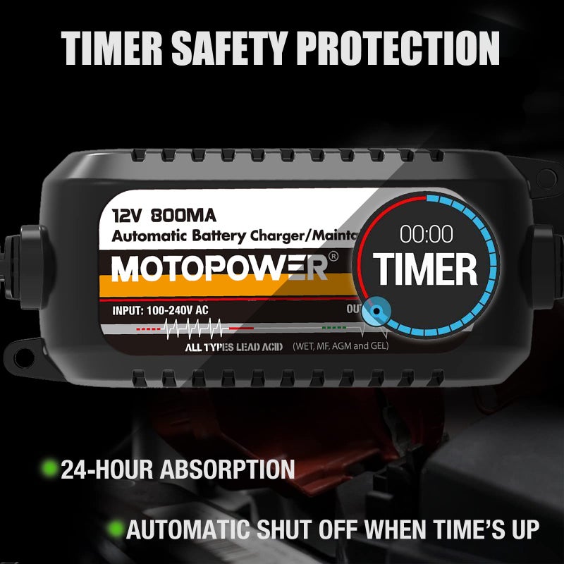 Motopower Mp00205C 12V 800Ma Automatic Battery Charger  Battery Maintainer  Trickle Charger  And Battery Desulfator - Image 4
