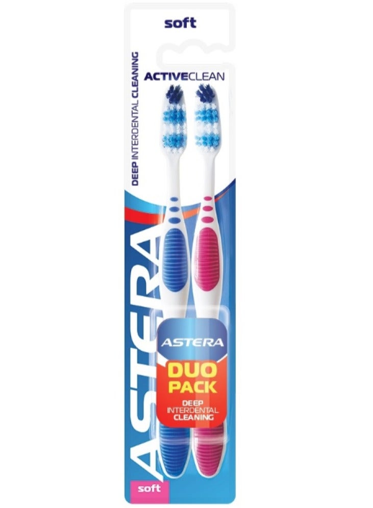 Astera Active Clean Toothbrush 1 + 1 Duo Pack – Soft Bristles