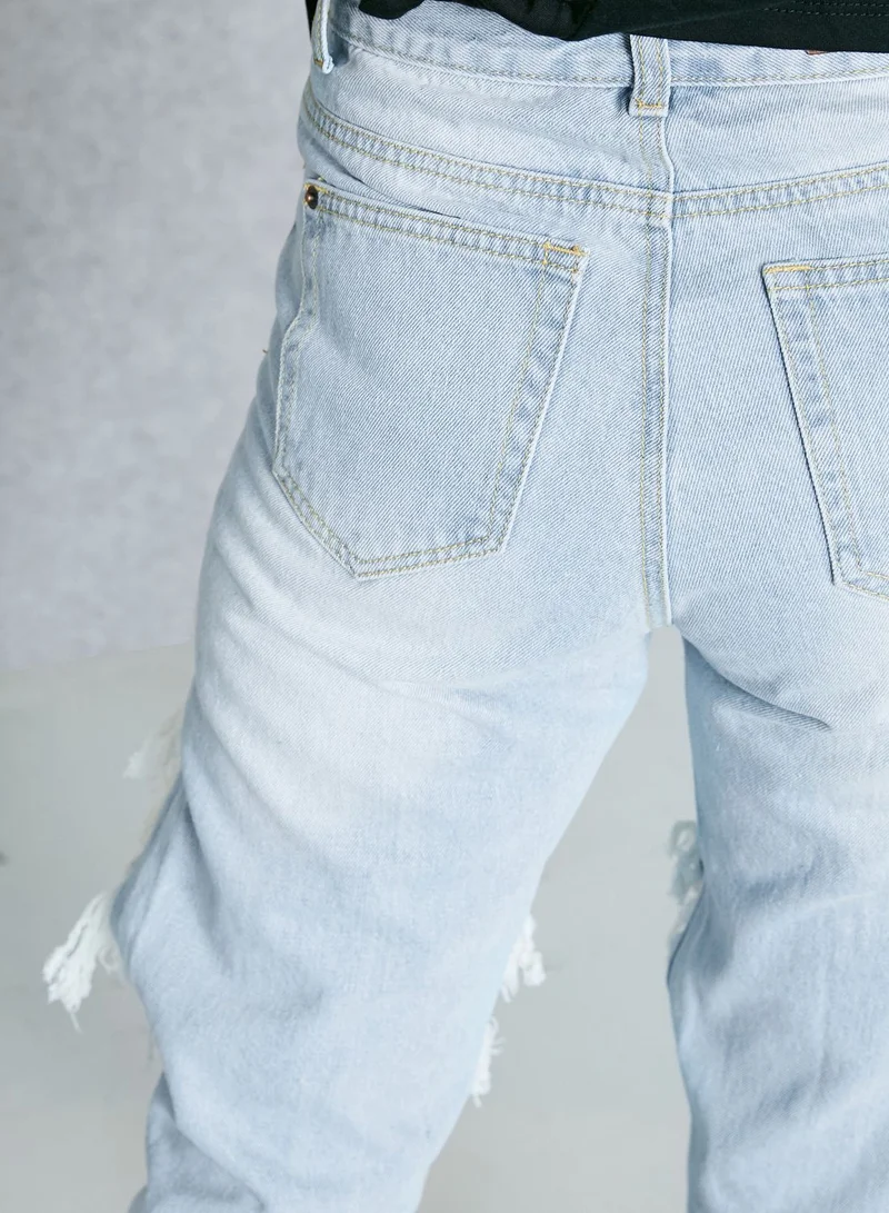 liquor poker Ripped Mom Jeans