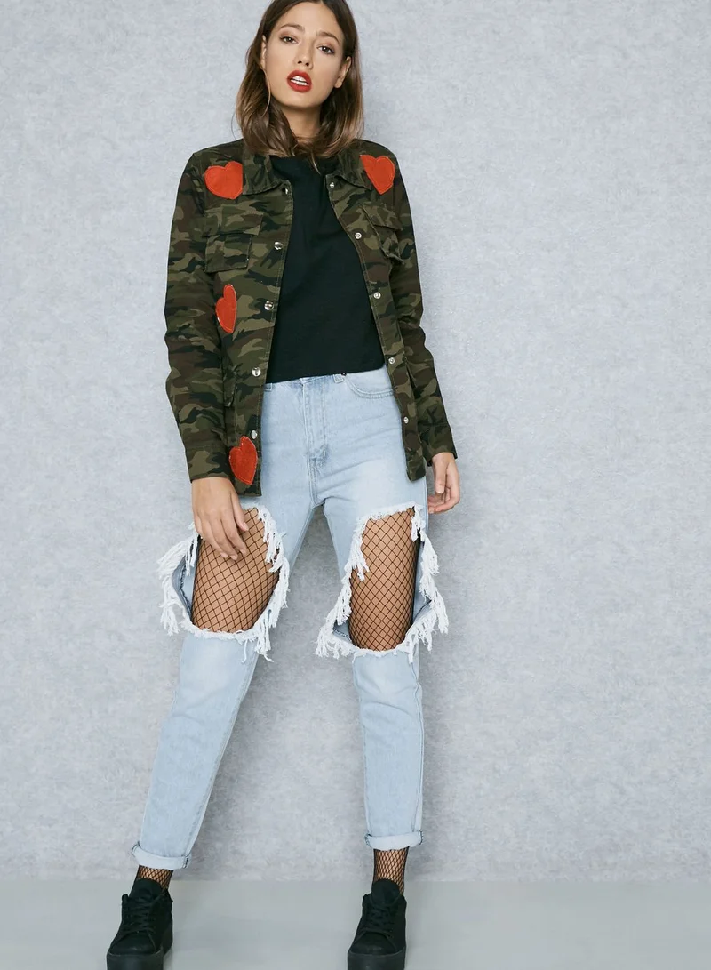 liquor poker Ripped Mom Jeans