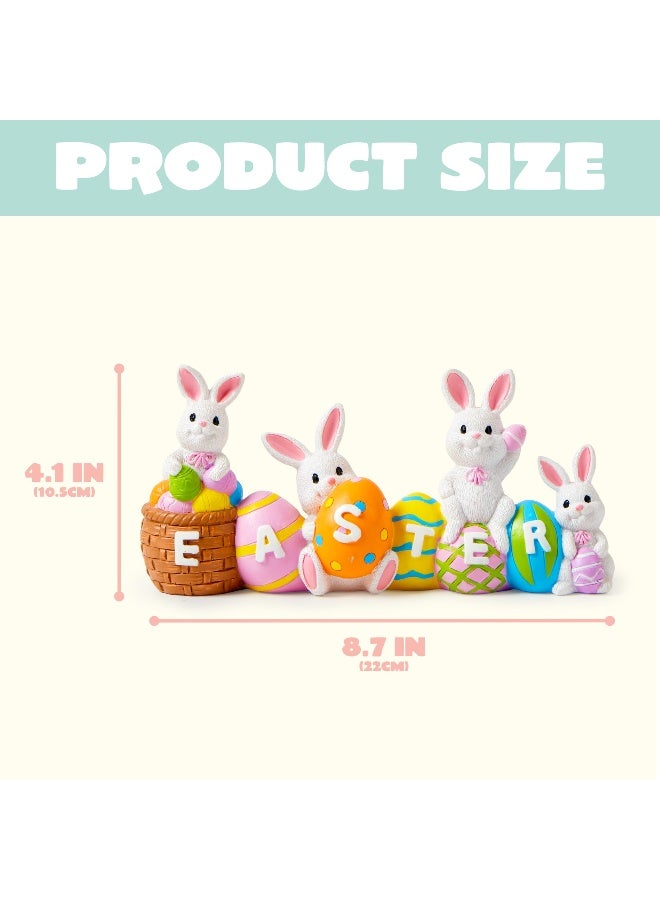 JOYIN Easter Bunny Eggs with The Word Easter Resin Centerpiece Decor 4 Rabbits Bunny & Egg Tabletop Figuring for Home and Office Decoration - Image 3