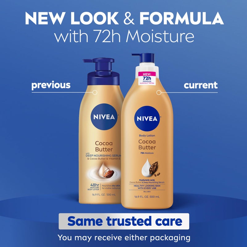 Nivea لوشن الجسم من نيفيا بزبدة الكاكاو مع سيروم مغذي عميق، لوشن معطر للجسم، 16.9 أونصة سائلة زجاجة مضخة - Image 2