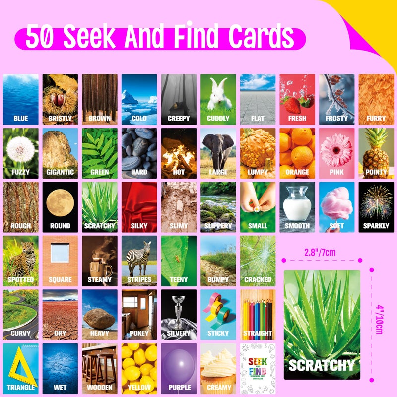 SpriteGru Seek and Find Scavenger Hunt Card Game 50 Seek and Find Cards Funny Games for Family Toddlers Kids AdultsOutside Yard Camping Activities - Image 2