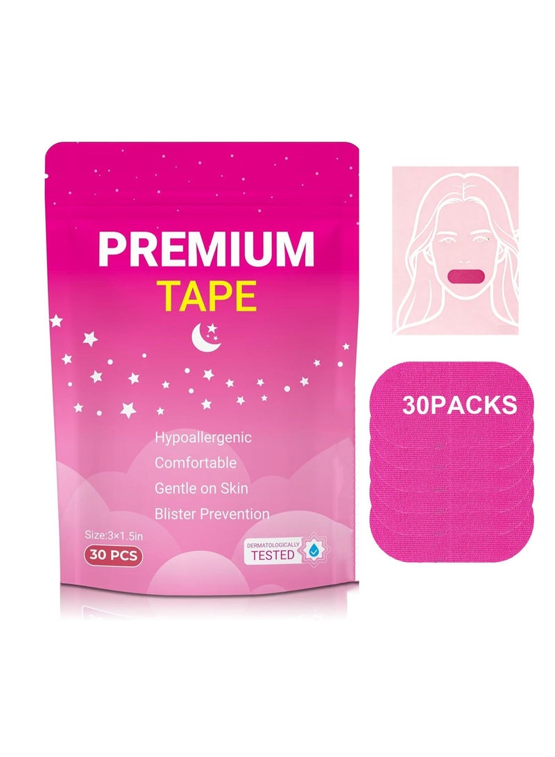 30 Pack Mouth Tape For Sleeping Anti Snoring Sleep Tape, Hypoallergenic Anti Snore Mouth Tape Rose Red - Image 1