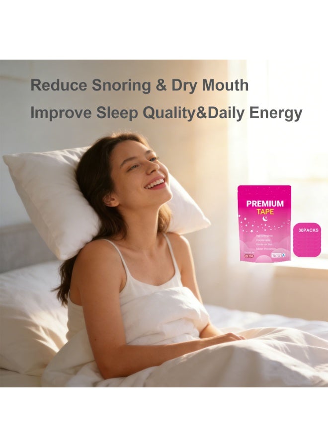 30 Pack Mouth Tape For Sleeping Anti Snoring Sleep Tape, Hypoallergenic Anti Snore Mouth Tape Rose Red - Image 3
