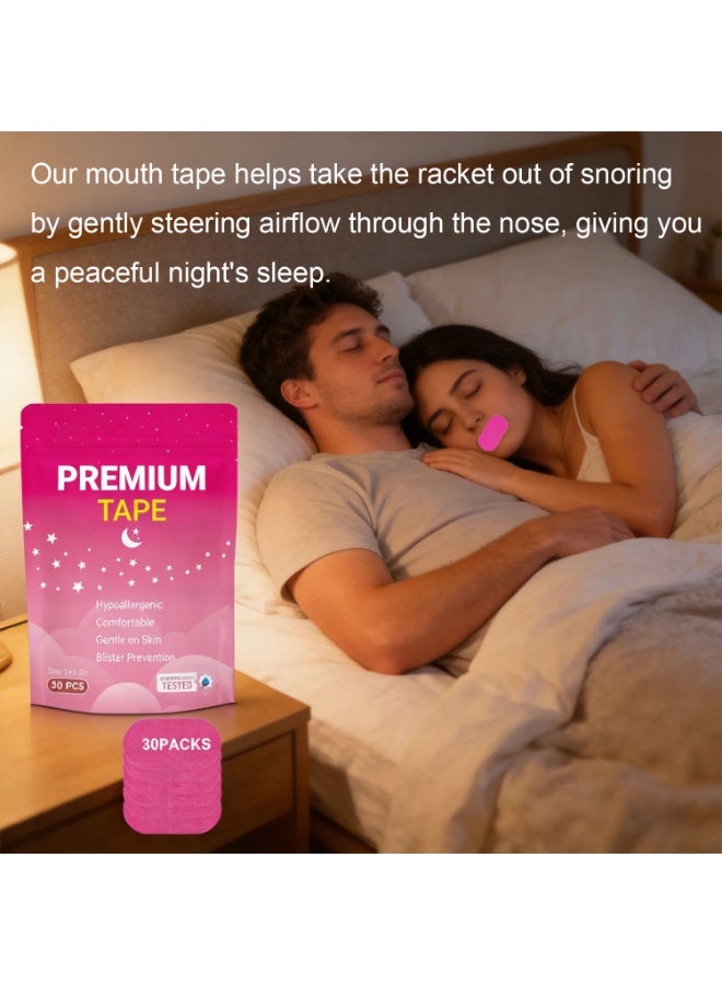 30 Pack Mouth Tape For Sleeping Anti Snoring Sleep Tape, Hypoallergenic Anti Snore Mouth Tape Rose Red - Image 4