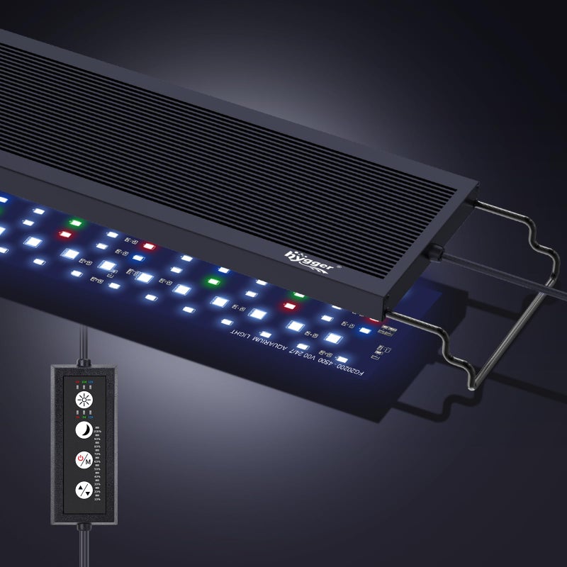 hygger Sun Moon LED Aquarium Light, Full Spectrum Fish Tank Light Day-Night Dual Timer, Adjustable 6 Timer 10 Brightness 8 Colors for Planted Freshwater Tank (16W for 12~18in Long Tank) - Image 1