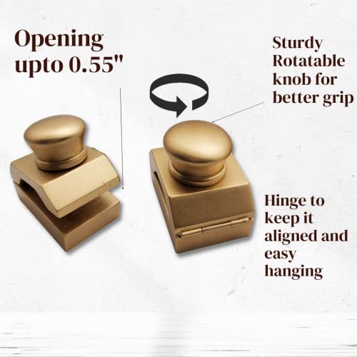 Wise Linkers Hinge Back Wooden Hanging Clamps 2 Pcs Hang Quilts Rugs and Tapestry (Golden) - Image 5