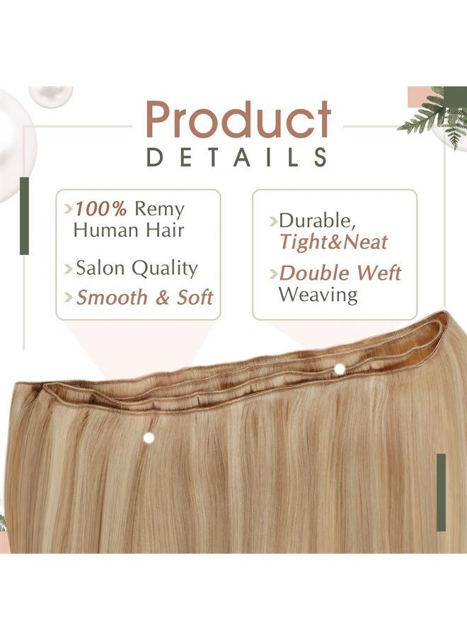 RUNATURE Weft Hair Extensions Human Hair Dark Blonde Highlight Golden Blonde Remy Hair Weft Extensions 14 Inch 100g Sew in Hair Extensions Full Head Weft Bundles Human Hair Extensions  - Image 3