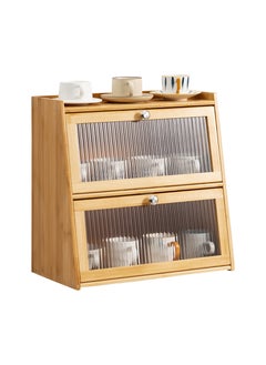 Arabest Bamboo Bread Rack for Kitchen Capacity 3 Layers Bread Container Buffet Wooden Sideboard Furniture for Corner Kitchen Living Room Dining Table L40cm/15.7in  - Image 1