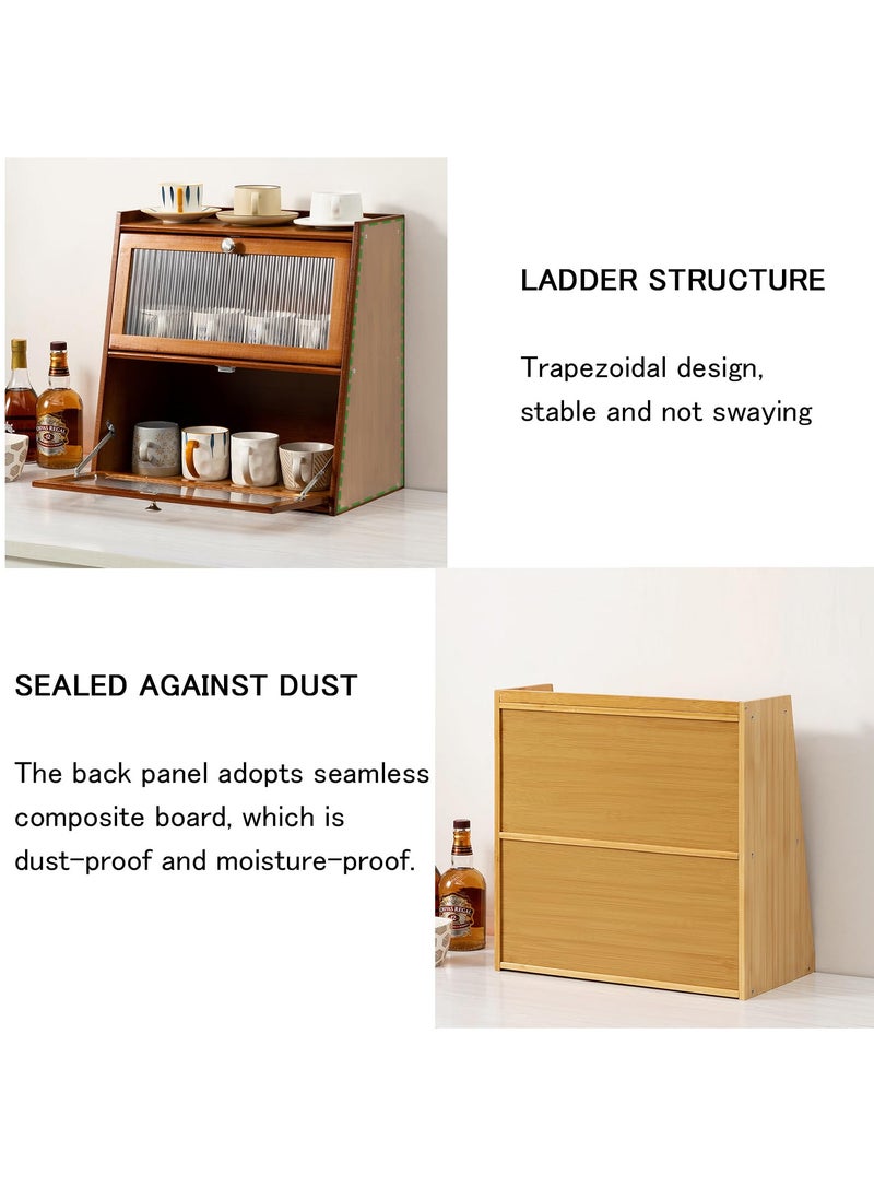 Arabest Bamboo Bread Rack for Kitchen Capacity 3 Layers Bread Container Buffet Wooden Sideboard Furniture for Corner Kitchen Living Room Dining Table L40cm/15.7in  - Image 4