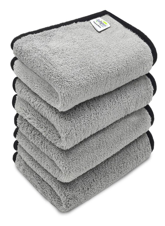 SOFTSPUN Microfiber Baby Hand & Face Wipes 280 GSM 20x30 Cms 4 Piece Towel Set Light Grey! Super Soft & Comfortable for Newborn Baby and Kids Quick Drying Ultra Absorbent in Small Size.… - Image 1