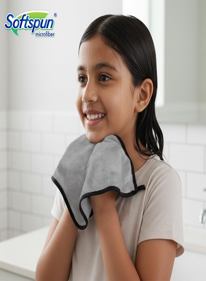 SOFTSPUN Microfiber Baby Hand & Face Wipes 280 GSM 20x30 Cms 4 Piece Towel Set Light Grey! Super Soft & Comfortable for Newborn Baby and Kids Quick Drying Ultra Absorbent in Small Size.… - Image 5