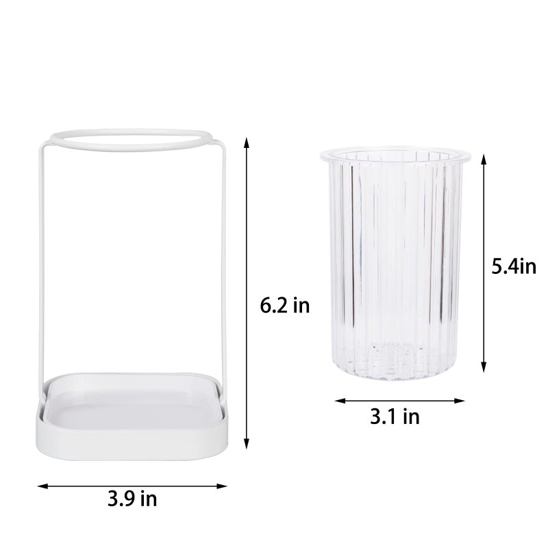 Heagoale Toothbrush Holders with Drain Tray, Hanging Toothbrush and Toothpaste Holder Organizer Bathroom Caddy Countertop for Toothpaste, Razors, Electric Toothbrush - Clear - Image 5