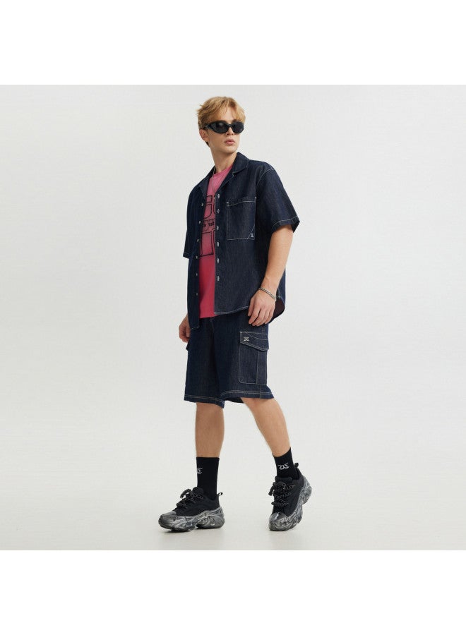Cabbeen Men's Denim Shirt New Style Street Trendy Cool Daily Commute Summer Short Sleeve Shirt - Image 4