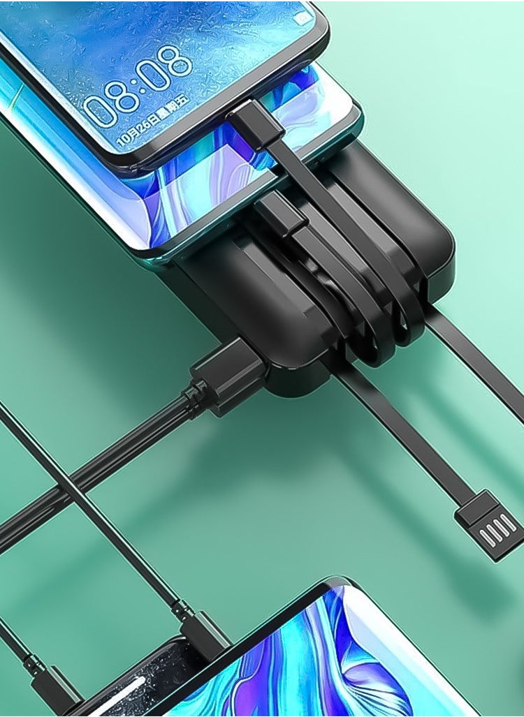 Generic 10000mAh Power Bank with 4-in-1 Built-in (Type-c, Micro, Lightning, USB-A) Charging Cables, IT Holy P101 - Black  - Image 2