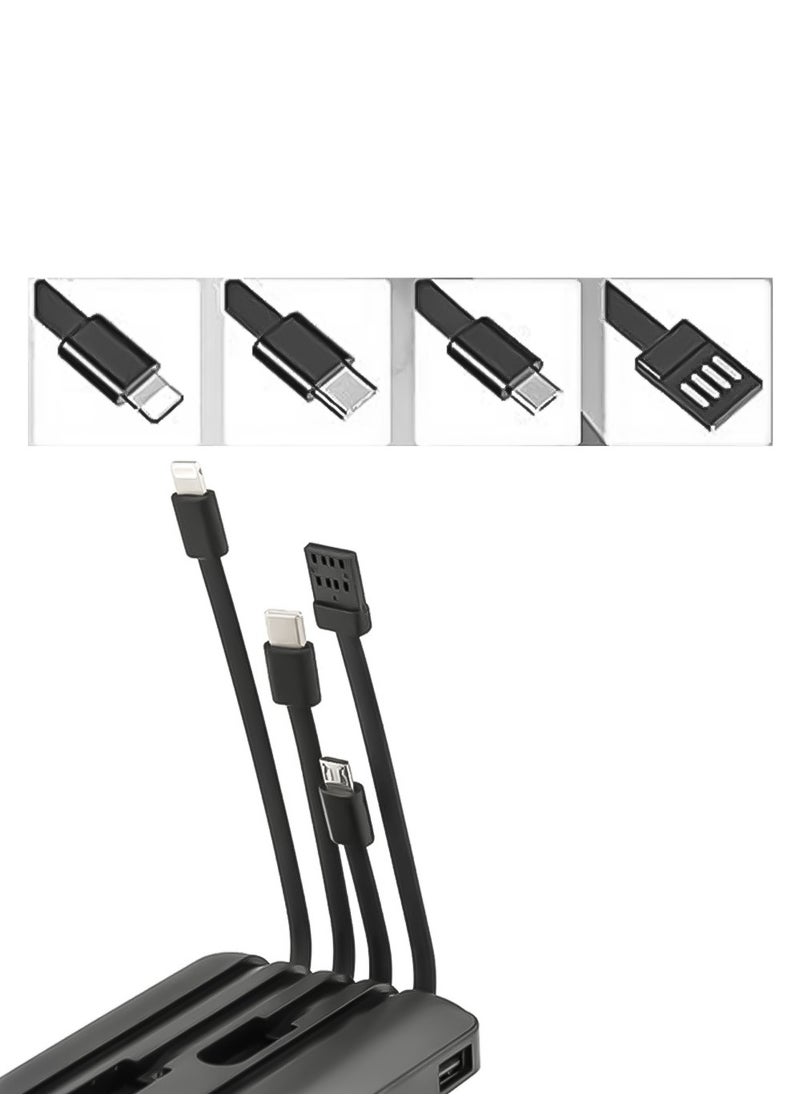 Generic 10000mAh Power Bank with 4-in-1 Built-in (Type-c, Micro, Lightning, USB-A) Charging Cables, IT Holy P101 - Black  - Image 3