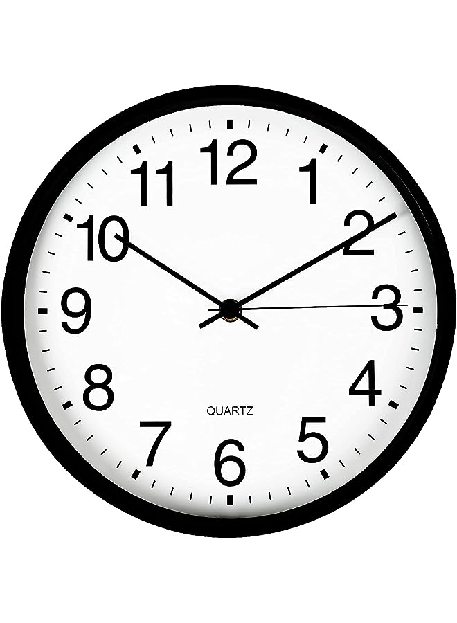 Raxoom Clock, Black Round Wall Clock, Large 12-inch Silent Non-ticking Quartz Battery-powered Wall Clock, Easy to Read, Suitable for Home Office, Kitchen, Classroom, Etc.（With 2 hooks） - Image 1