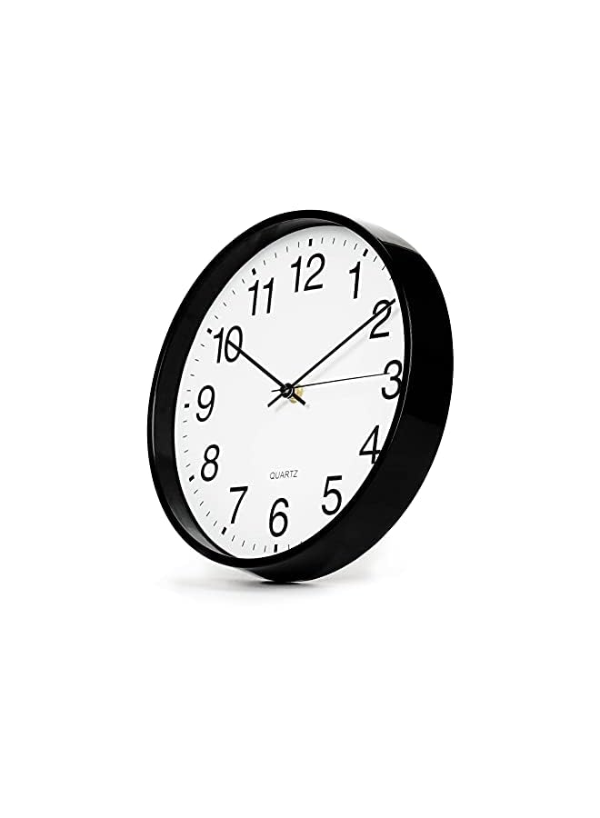 Raxoom Clock, Black Round Wall Clock, Large 12-inch Silent Non-ticking Quartz Battery-powered Wall Clock, Easy to Read, Suitable for Home Office, Kitchen, Classroom, Etc.（With 2 hooks） - Image 2