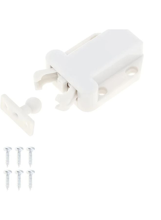 White Push To Open Cabinet Latch Self Locking Device For Drawer Cupboard Door - Image 1