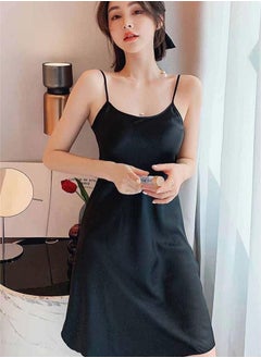 Ocean Women's Satin Nightgown Silk Slip Dress Negligee Lingerie Nightwear  black(2XL) 