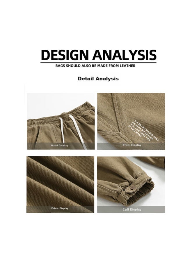 Dingfengbaoluo Men's Cargo Pants, Spring And Summer Loose Casual Trousers, Elastic Ankle, Large Size, Men's Sports Yk537, Army Green, 4XL - Image 4