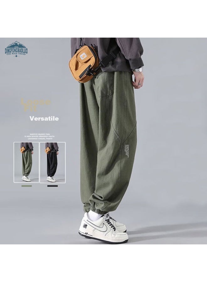 Dingfengbaoluo Men's Cargo Pants, Spring And Summer Loose Casual Trousers, Elastic Ankle, Large Size, Men's Sports Yk537, Army Green, 4XL - Image 1