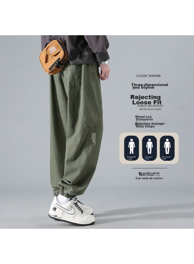 Dingfengbaoluo Men's Cargo Pants, Spring And Summer Loose Casual Trousers, Elastic Ankle, Large Size, Men's Sports Yk537, Army Green, 4XL - Image 2
