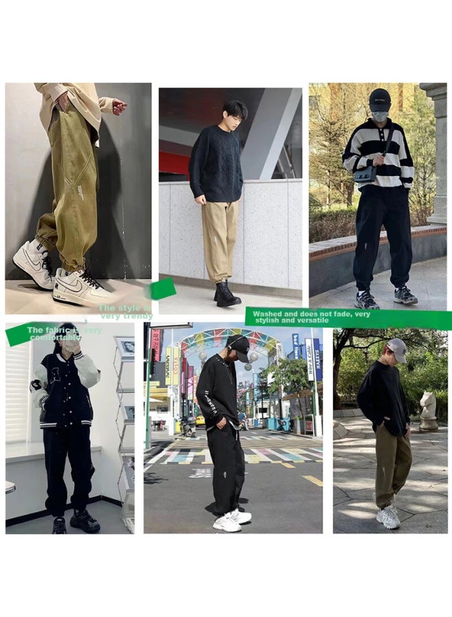 Dingfengbaoluo Men's Cargo Pants, Spring And Summer Loose Casual Trousers, Elastic Ankle, Large Size, Men's Sports Yk537, Army Green, 4XL - Image 5