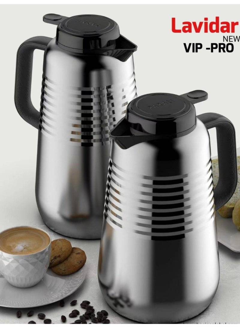 Lavidar vacuum flask 1L/Stainless steel body/Elegent Thermos/Glass inner/Hot&Cold/HB