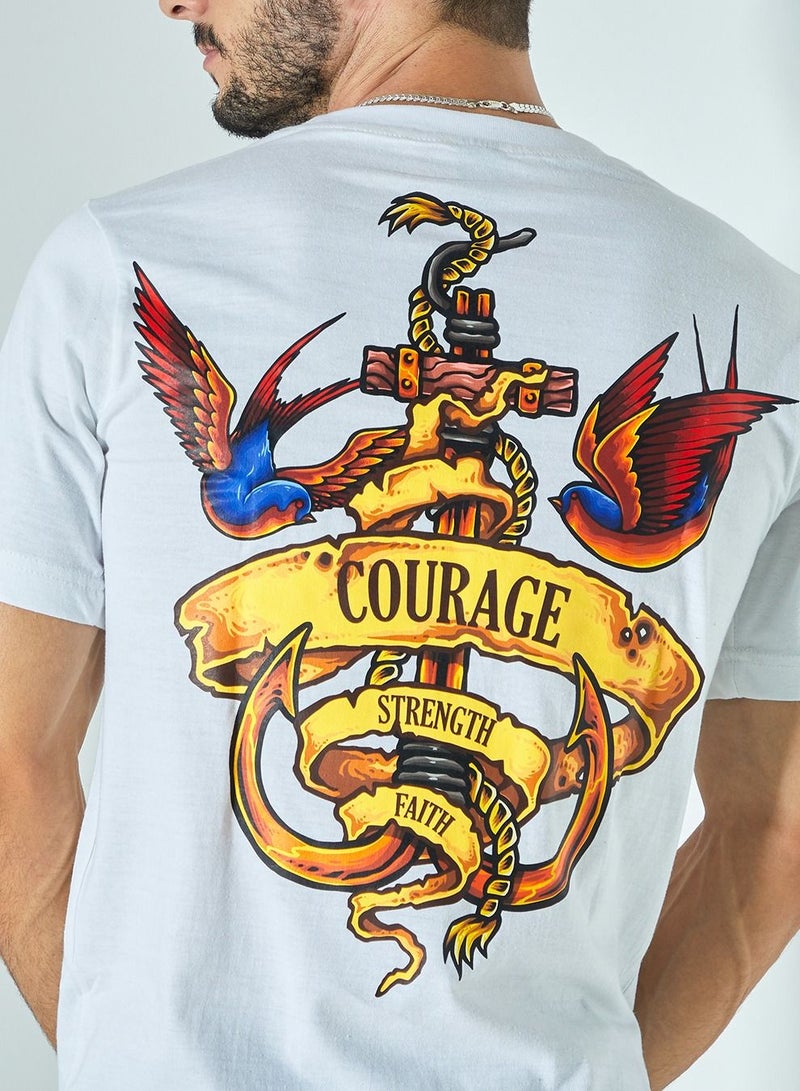 MAGNUM OPUS Graphic Slogan Print Crew Neck T-shirt - Image 2