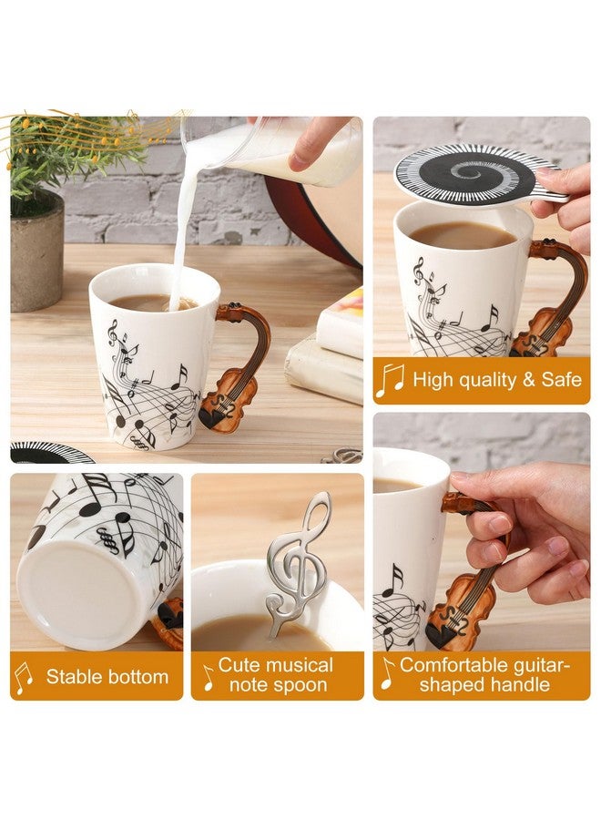 Potchen 7 Pieces Music Appreciation Gift Set Include Ceramic Music Coffee Mug Piano Handbag Sock Cosmetic Bag Guitar Bottle Opener Spoon Insulated Coaster for Art Lover Teacher(Guitar Style 2) - Image 3