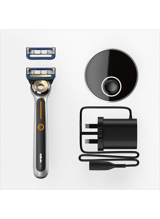 Gillette - Heated Razor for Men, Starter Shave Kit by GilletteLabs, 1 Handle, 2 Razor Blade Refills, 1 Charging Dock - Image 1