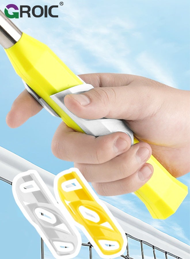 GROIC 2 Pcs 2 Pcs Badminton Racket Grip Corrector, Badminton Grip Aid Badminton Training Training Tool Ergonomic Posture Correction Paddle Grip Aid for Beginner  White & Yellow - Image 1