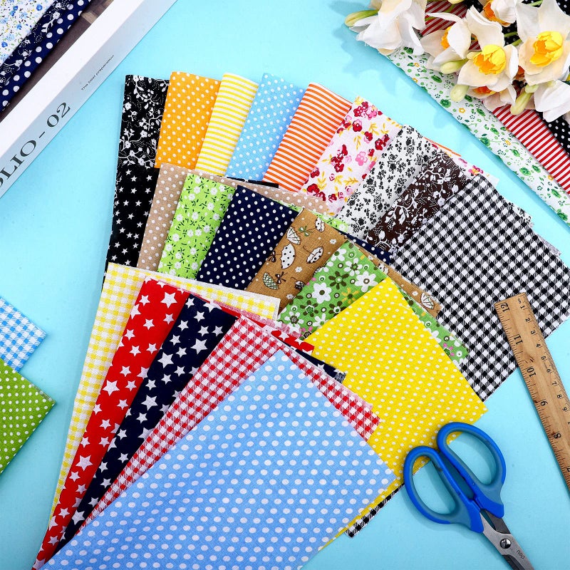 Tegeme 40 Pcs 10 x 10 Inches Cotton Fabric Bundle Squares Precut Fabric Squares Multi Color Floral Fat Sheets for Craft DIY Quilting Sewing(Simple Patterns) - Image 4