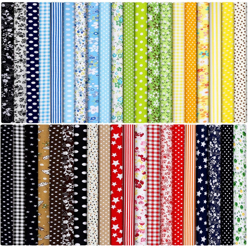 Tegeme 40 Pcs 10 x 10 Inches Cotton Fabric Bundle Squares Precut Fabric Squares Multi Color Floral Fat Sheets for Craft DIY Quilting Sewing(Simple Patterns) - Image 1