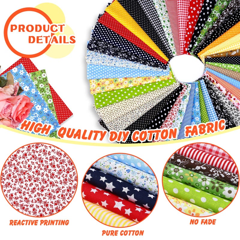 Tegeme 40 Pcs 10 x 10 Inches Cotton Fabric Bundle Squares Precut Fabric Squares Multi Color Floral Fat Sheets for Craft DIY Quilting Sewing(Simple Patterns) - Image 5