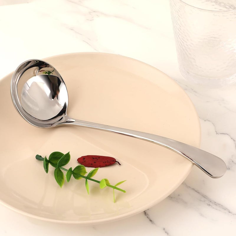 Hariendny Small Ladle 7.9 Inch Gravy Ladle 18/10 Stainless Steel Sauce Ladle Silver Small Gravy Soup Ladle for Spooning Sauces or Gravies - Image 3