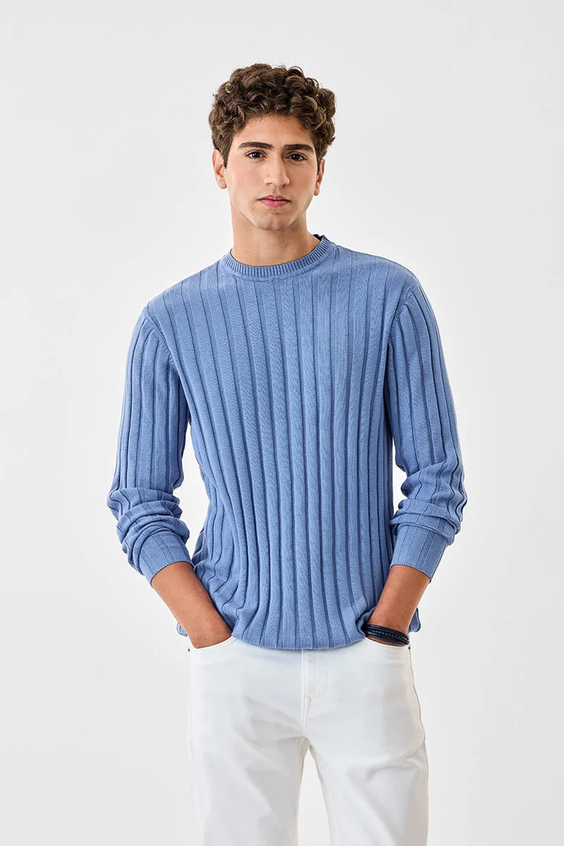 SNITCH Striper Flat Knit Crew Neck Sweater