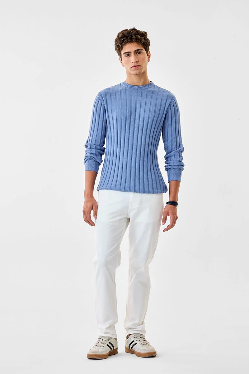 SNITCH Striper Flat Knit Crew Neck Sweater