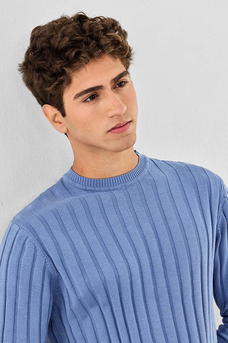 SNITCH Striper Flat Knit Crew Neck Sweater