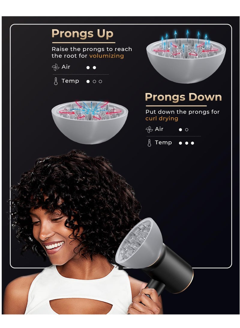 SOLARAE Hair Dryer, Portable Hairdryer with Diffuser & Concentrator,  with 2400W and 60000 RPM Powerful AC Motor, Blow Dryer with 2 Speed 3 Heat Setting, Cool Shot Button, for Home, Salon, Travel - Image 4