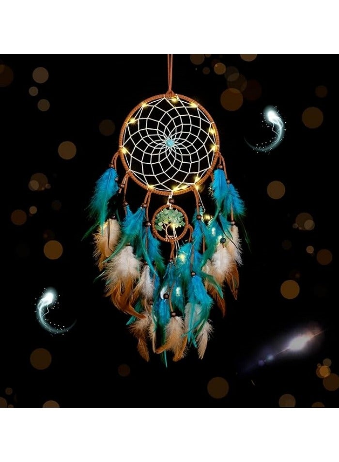 Handmade Dreamcatcher Wall Hanging - Blue Tree of Life with Feathers - for Kids Room/Bedroom  Wedding Decor  - Image 5