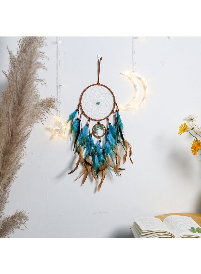 Handmade Dreamcatcher Wall Hanging - Blue Tree of Life with Feathers - for Kids Room/Bedroom  Wedding Decor  - Image 3