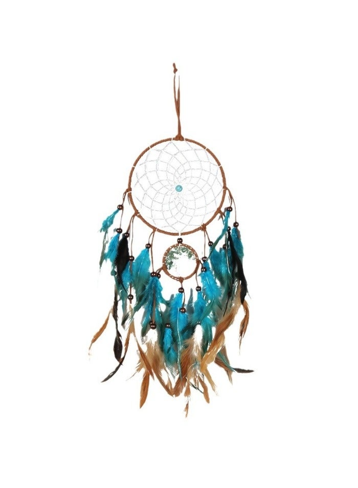 Handmade Dreamcatcher Wall Hanging - Blue Tree of Life with Feathers - for Kids Room/Bedroom  Wedding Decor  - Image 1