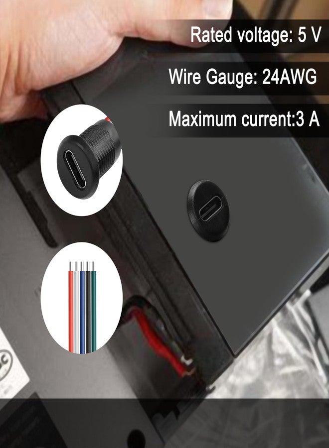 MEIRIYFA Type-C Female Chassis 5P 24AWG Wire,USB Type C Waterproof Pigtail Extension Power Cable Type C to 5 PIN Bare Wire Open End Connector for DIY (5PCS) - Image 3