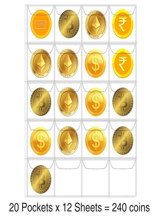 HCS 240 Large Pockets Coin Album Book - Premium Coin Holder for Big Currency, Commemorative Coins & Souvenirs - Durable Coin Collection Storage Organizer (Black) pack of 1 - Image 3